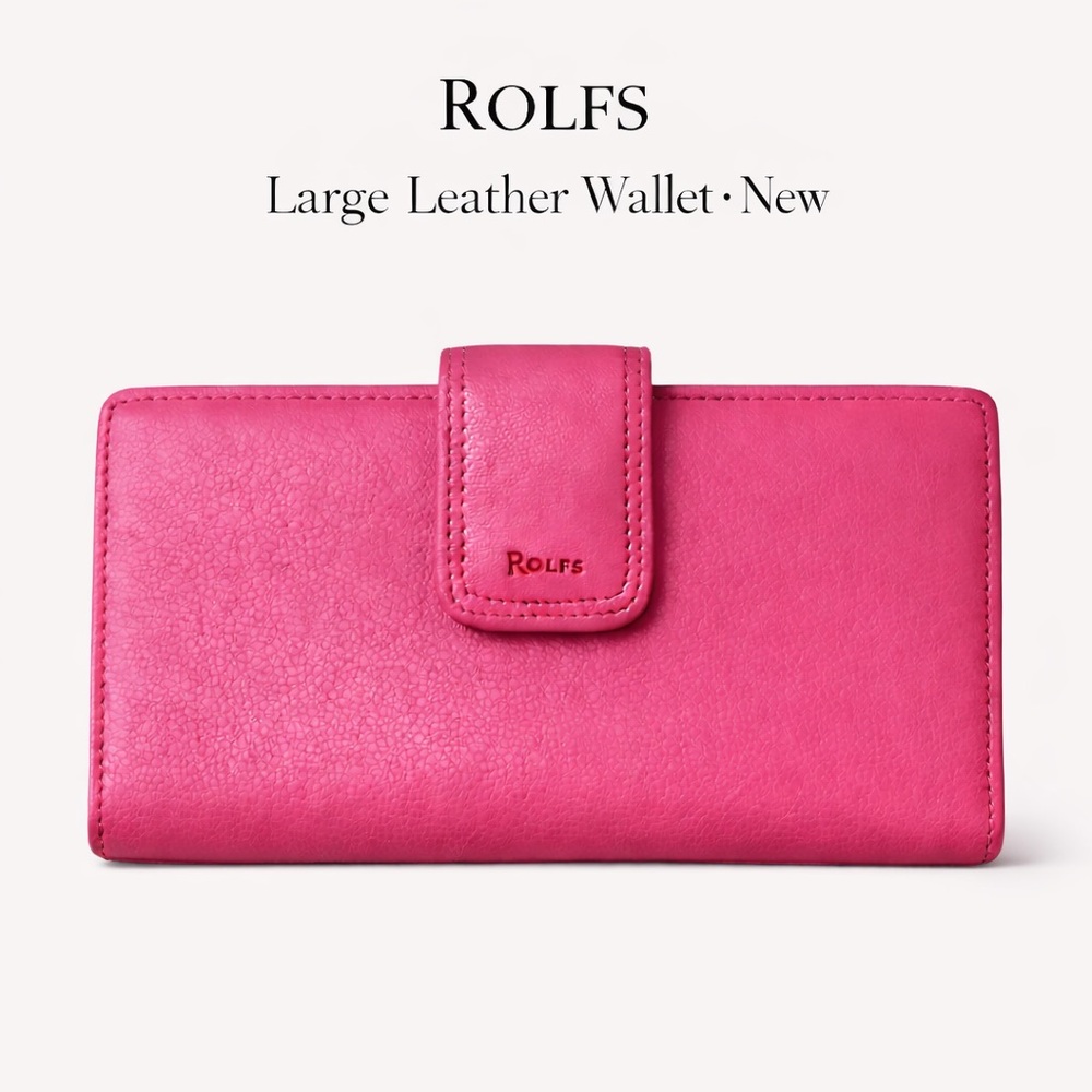 Rolfs Vibrant Pink Genuine Leather Wallet Clutch Organizer 7x4